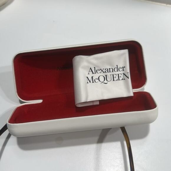 Alexander McQueen Rectangle Sunglasses Yellow Blue Luxury Eyewear - Picture 6 of 8